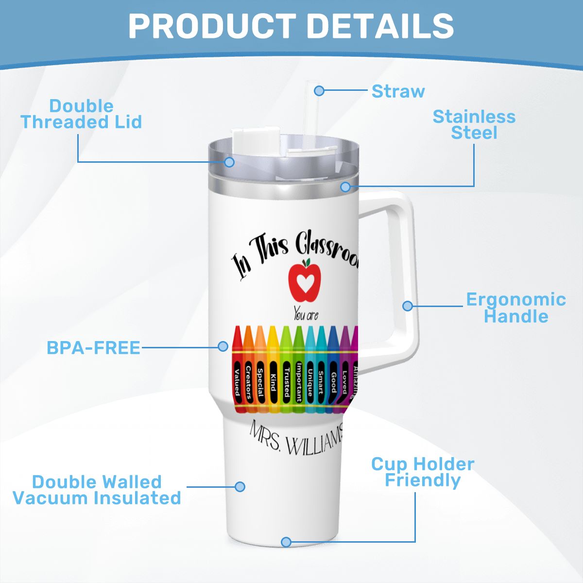 40 oz Personalized Teacher Tumbler