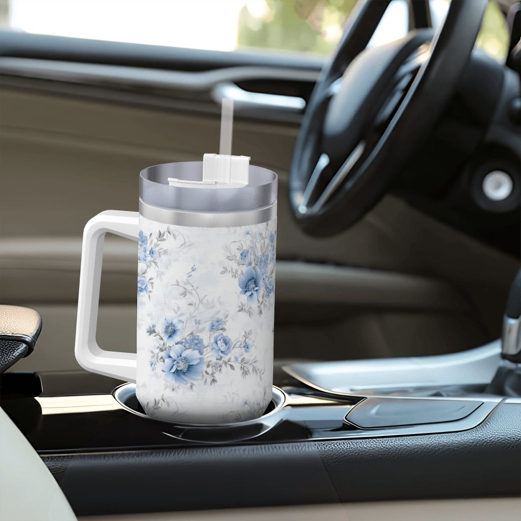40oz Insulated Blue and Gray Shabby Chick Tumbler