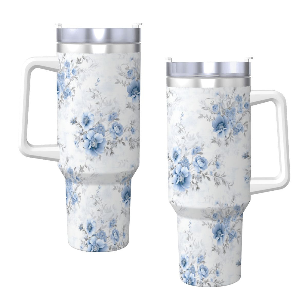 40oz Insulated Blue and Gray Shabby Chick Tumbler