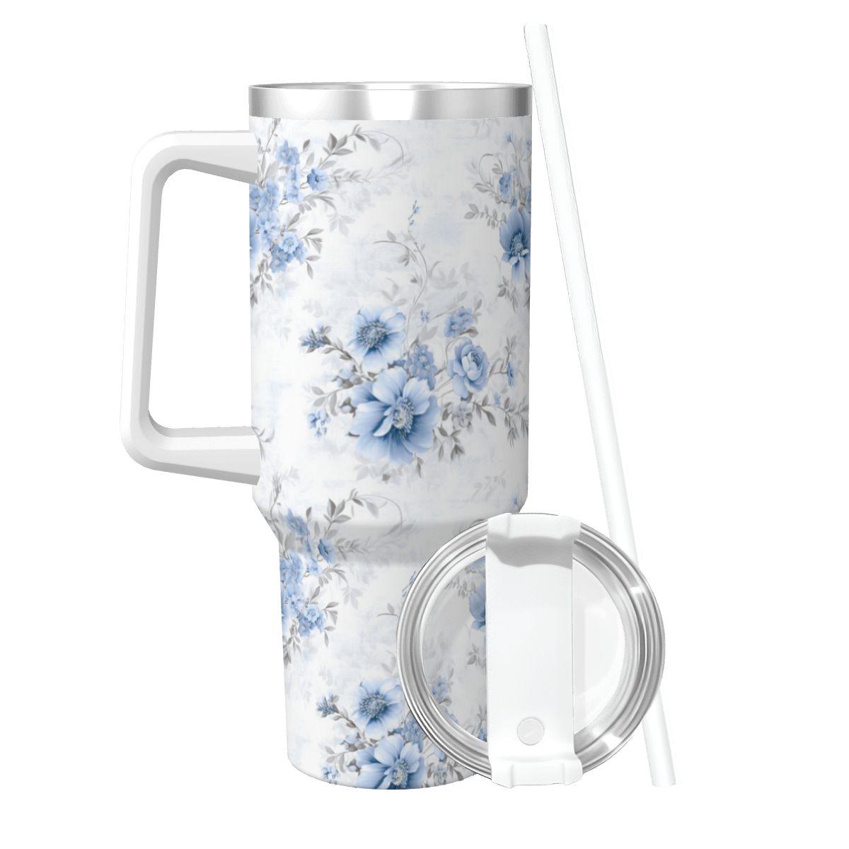 40oz Insulated Blue and Gray Shabby Chick Tumbler
