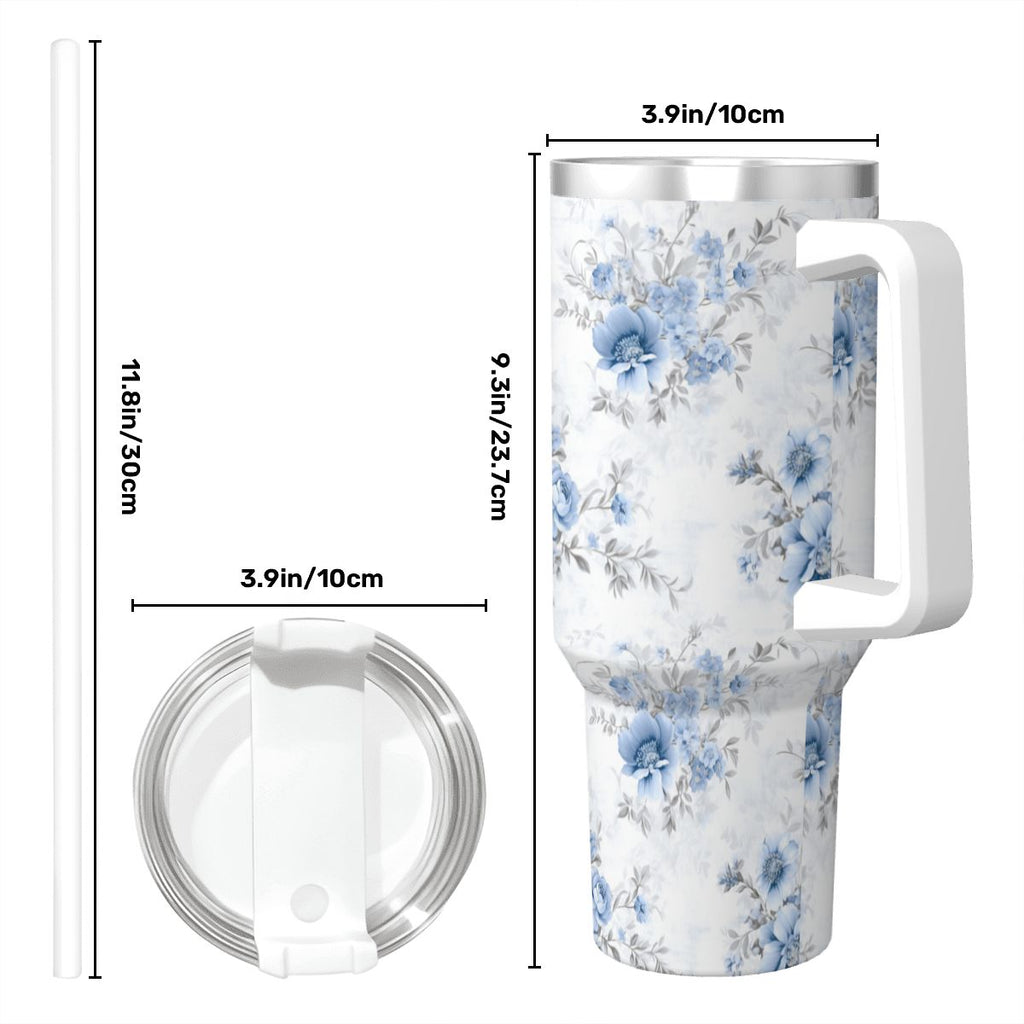 40oz Insulated Blue and Gray Shabby Chick Tumbler